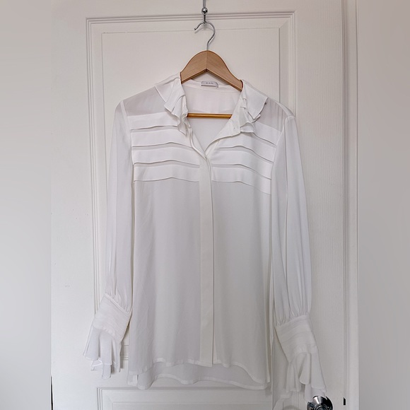 RIANI Tops - Riani Ruffled Sheer White Blouse